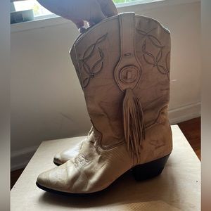 Laredo Tan Cowboy Boots with Fringe